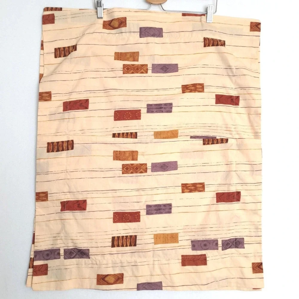 Dan River Pillow Sham Set 2 Standard Tan Purple MCM Geometric Vintage Decor Mod